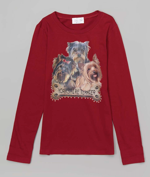 Girls Long Sleeve Top - Yorkie