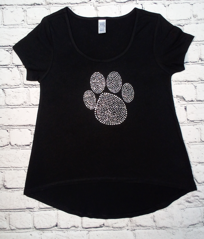 Girls Short Sleeve Top - Rhinestone Paw