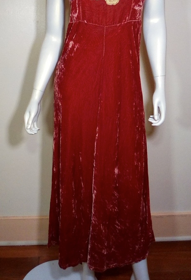 Women Crushed Velvet/Embroidery - Maxi Dress