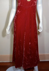 Women Crushed Velvet/Embroidery - Maxi Dress