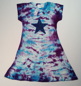 Girls Short sleeve dress Tie Dye- Rhinestone Star