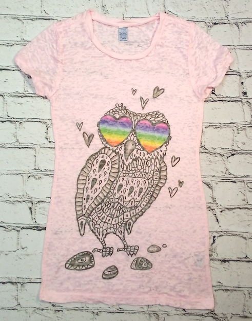 Girls Short Sleeve Top - Rainbow Owl