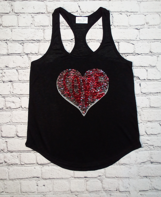 Girls Sleeveless Sequin Love