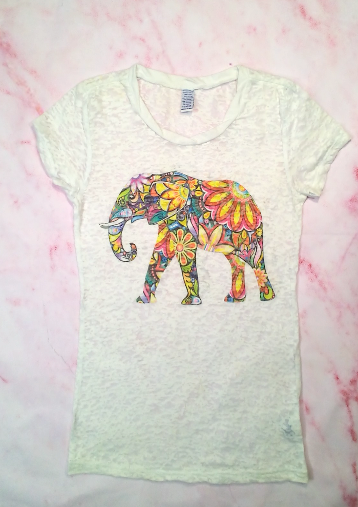 Girls Short Sleeve Mosaic Elephant Top