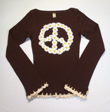 Girls Long Sleeve Top - Daisy Peace sign