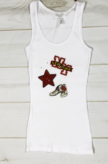 Girls Tank Top Sleeveless  - Appliques & Rhinestone detail By Glitter Girl By Esmise