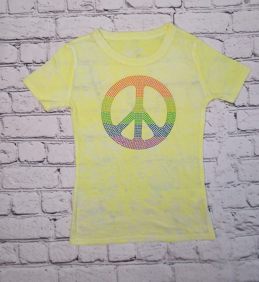 Girls Short Sleeve Top - Peace Sign