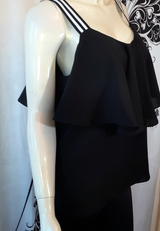 Women Sleeveless Top Flounce front /Stripe straps