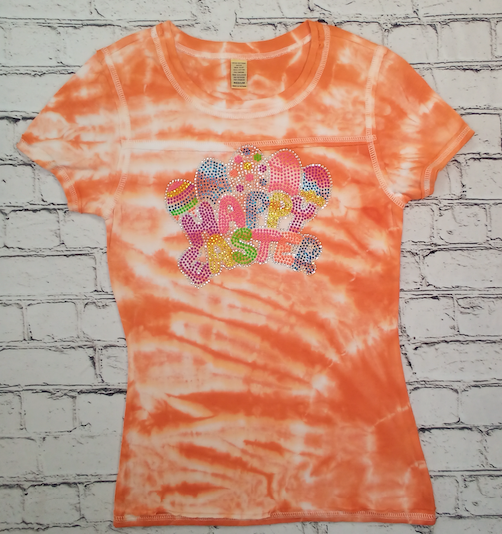 Junior Short Sleeve Rhinestone Happy Easter