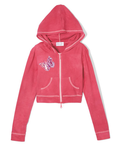 Girls & Junior Long Sleeve ip Up Hoodie- Butterfly