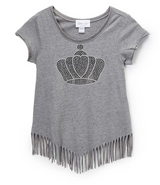 Girls Top Short Sleeve Fringe Top - Crown
