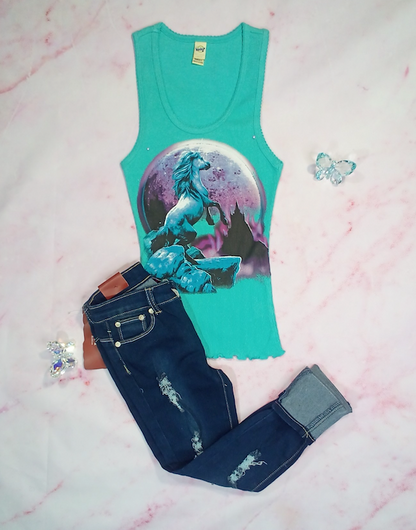 Girls Sleeveless Top & Denim Jeans Set By Glitter Girl By Esmise