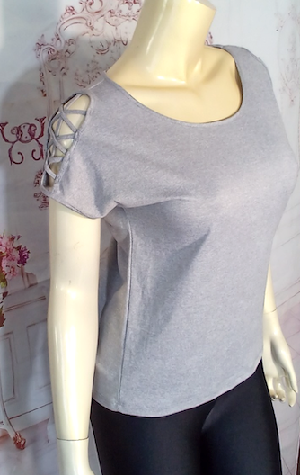 Women Top w/Criss Cross lattice sleeves