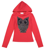 Girls Long Sleeve Top - Pullover Hoodie - Sequin Owl