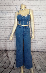 Junior Stunning Denim Jeweled Top By Bling bling U Sparkle Girl