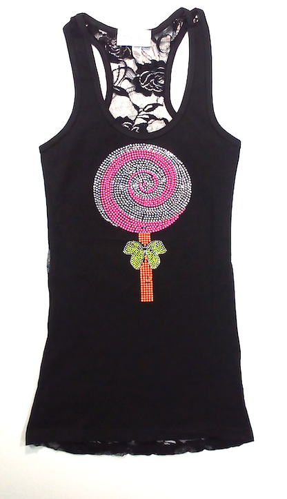 Girls Sleeveless Top - Lace Back - Lollipop