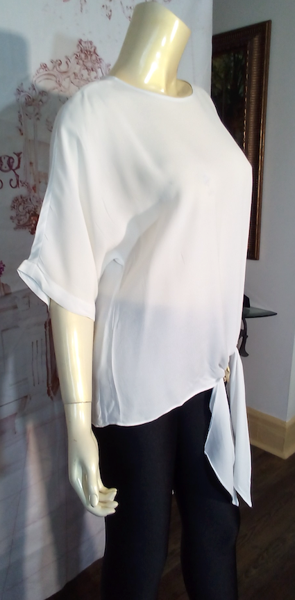 Women Short Sleeve Top Side Tie