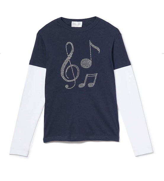 Girls Long Sleeve Top - Music Note