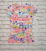 Girls Short Sleeve Top - Love/Peace