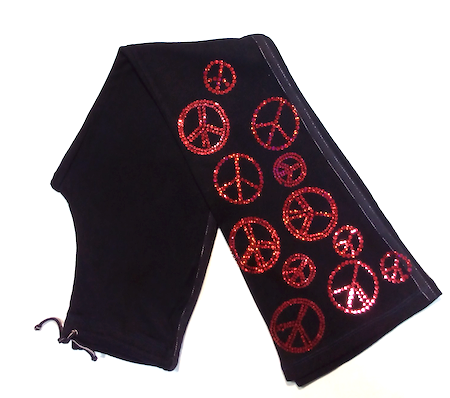 Girls Drawstring Pant - Sequin Peace Signs By Glitter Girl