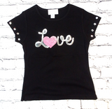 Girls & Junior Short Sleeve T shirt- Sequin Love By Glitter Girl