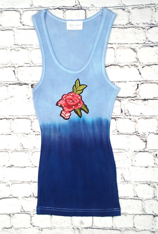 Girls & Junior Sleeveless Tank Dip Dye-Flower By Glitter Girl