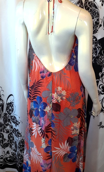 Women Maxi Dress - Flower Print - Halter back