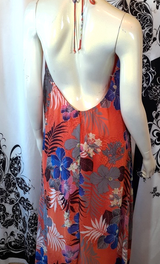 Women Maxi Dress - Flower Print - Halter back