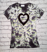 Girls & Junior Short Sleeve Top - Painted Heart/Rhinestones By Glitter Girl