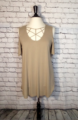 Women Cold Shoulder BirdCage detail Tunic