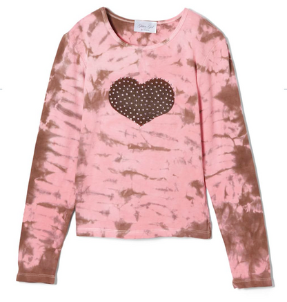 Girls & Junior Long Sleeve T shirt - Tie Dye - Heart