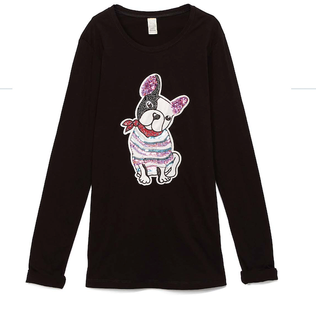 Girls Long Sleeve T shirt -Sequin Dog