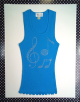 Girls Sleeveless Top - Rhinestone Music Notes