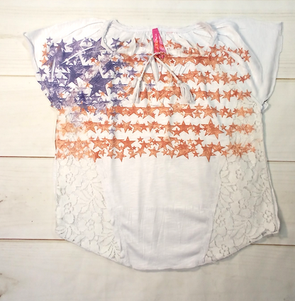 Girls Short Sleeve Top - Americana Flag