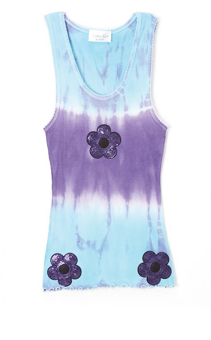 Girls Sleeveless Top - Sequin Flowers