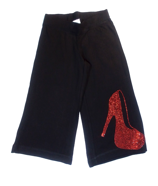 Girls Capri Pant - Rhinestone Shoe By Glitter Girl
