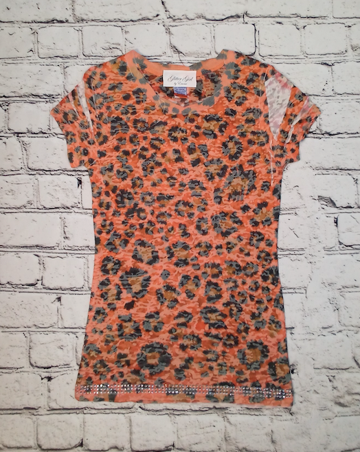 Girls Short Sleeve Top - Leopard