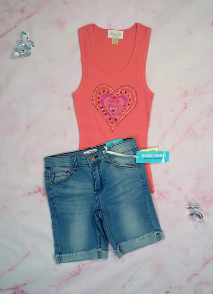 Girls Sleeveless Top & Denim Shorts set By Glitter Girl By Esmise