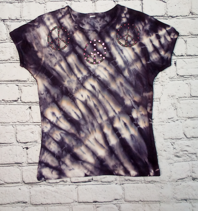 Girls Short Sleeve Top - Peace Signs