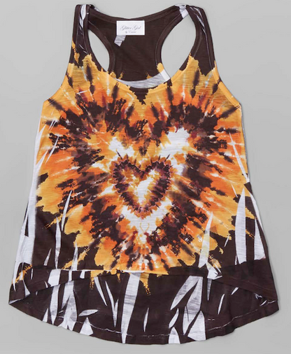 Girls Sleeveless Printed Top Heart Burst