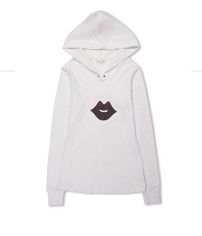 Girls & Junior Long Sleeve Pull Over Hoodie - Sequin Lips