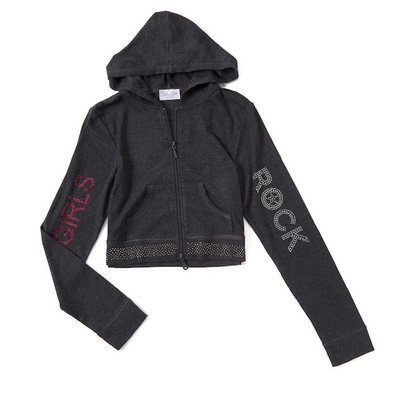 Girls & Junior Long Sleeve Zip Up Hoodie -Girls Rock By Glitter Girl