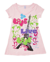 Girls Top Short Sleeve Graphic Tunic