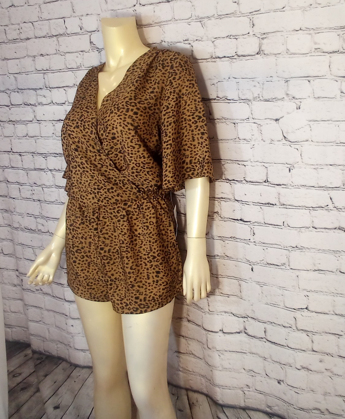 Women Romper - Leopard Print