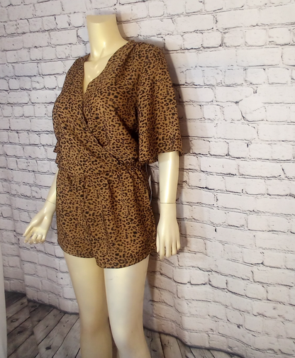 Women Romper - Leopard Print