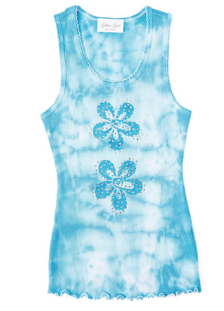 Girls & Junior Sleeveless Tank Top - Tie Dye _ Flower By Glitter Girl