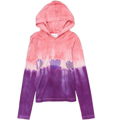 Girls & Junior Long Sleeve Pull Over Hoodie - Hearts