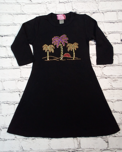 Girls Dress Palm Trees  By Glitter Girl