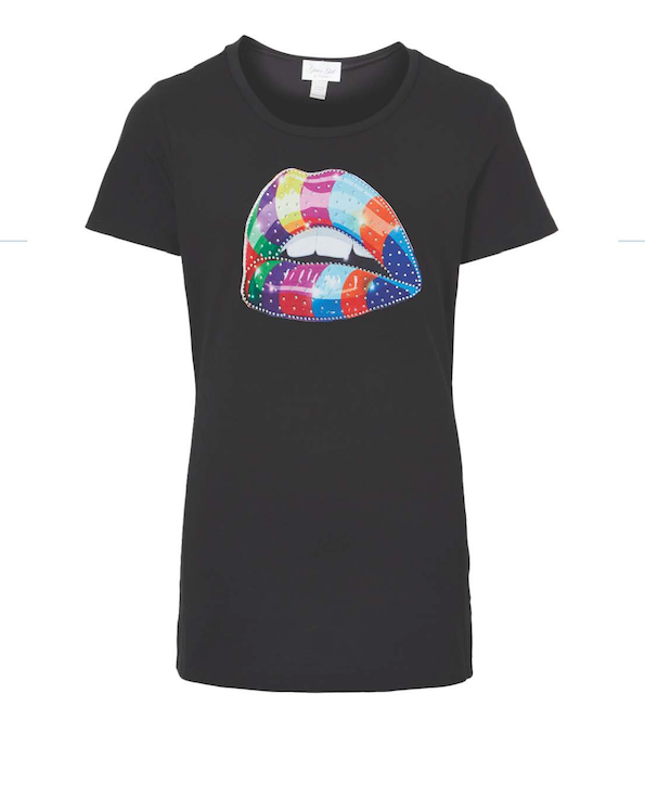 Girls & Junior Short Sleeve T shirt - Rainbow Lips By Glitter Girl