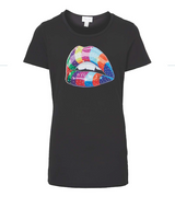 Girls & Junior Short Sleeve T shirt - Rainbow Lips By Glitter Girl